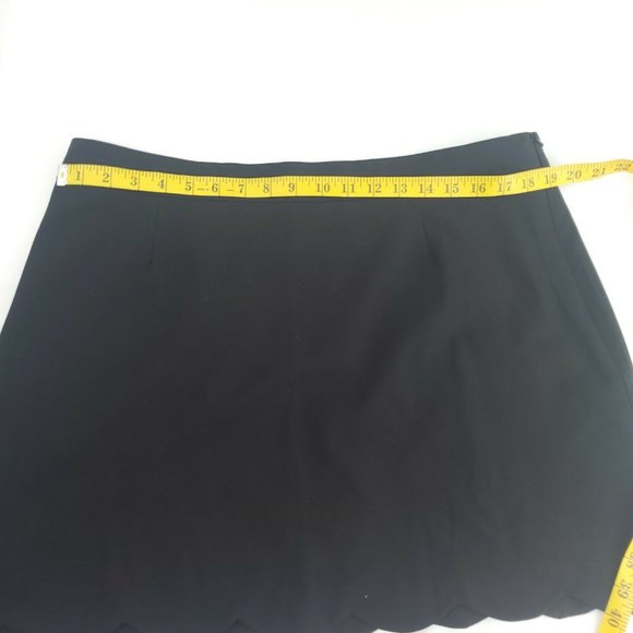 Asos Womens Black Comfort Side Zip Scalloped Hem Short A Line Skirt Size 14 - Picture 6 of 11
